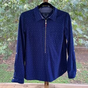 Tommy Hilfiger Women's Americana Dot Popover Top Blue Size S